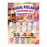 Atölye yüksel Masal Kızları Taş Boyama Seti = 5 Adet Prenses Temalı taş + 6 Renk Boya + 1 Fırça
