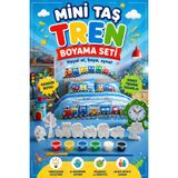 Atölye yüksel Mini Taş Tren Seti = 8 Taş + 6 Renk Boya + 1 Fırça