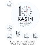 Atölye7 Tasarım 10 Kasım Atatürk 7 Adet Yuvarlak Yenilebilir Pasta Süsü Kurabiye Cupcake Şeker Hamuru Kağıt Baskısı