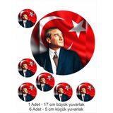 Atölye7 Tasarım Atatürk Bayrak Resimli A4 Boyutunda Yenilebilir Süsü Pasta Kurabiye Şeker Hamuru Kağıt Baskısı