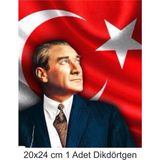 Atölye7 Tasarım Atatürk Büyük Boy 20X24 cm A4 Yenilebilir Pasta Kurabiye Şeker Hamuru Kağıt Baskısı Dikdörtgen