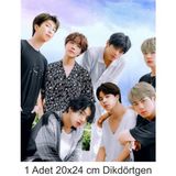 Atölye7 Tasarım Bts Büyük Boy 20X24 cm A4 Yenilebilir Pasta Kurabiye Şeker Hamuru Kağıt Baskısı Dikdörtgen