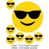 Atölye7 Tasarım Gözlüklü Sırıtan Yüz Emoji 7 Adet A4 Yenilebilir Süsü Pasta Kurabiye Şeker Hamuru Kağıt Baskısı