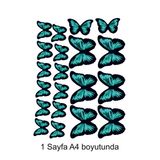 Atölye7 Tasarım Kelebekler Deseni Yeşil A4 Boyutunda Yenilebilir Süsü Pasta Kurabiye Şeker Hamuru Kağıt Baskısı