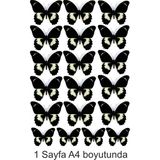 Atölye7 Tasarım Siyah Kelebekler Deseni A4 Yenilebilir Süsü Pasta Kurabiye Şeker Hamuru Kağıt Baskısı