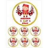 Atölye7 Tasarım Yenilebilir Pasta Resmi 6 Ay Kınası Pirinç Kağıdından 6-8-10 Kişilik Pastaya Uygun 16 cm 6AYKNS
