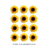 Atölye7Tasarım Ayçiçeği 12 Adet Yenilebilir Yazılı Pasta Süsü Kurabiye Cupcake Üzeri Şeker Hamuru Kağıt Baskısı