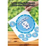 Atölye7Tasarım Diş Buğdayı İlk Dişim Mavi Erkek Yenilebilir Pasta Üstü Cupcake Üstü Şeker Kağıdı Baskısı