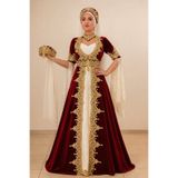 atölyekaftanbutik Bordo Gold kaftan bindallı tam takım 6 parça