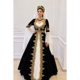 atölyekaftanbutik Siyah Gold kadife kaftan bindallı