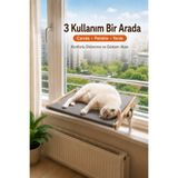 atolyeman Vantuzlu Cam/Pencere Ahşap Kedi Yatağı, Peteğe Asılabilir, Kalorifer Üstü ve Yerde Kullanılabilir, Ağırlığa Dayanıklı Sağlam Çok Amaçlı Ahşap Kedi Yatağı
