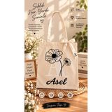 Atölyemix Çanta Kurdeleli Kişiye Özel (Isim) Tasarımı ile Ham Bez Çanta