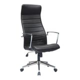 Atom Ofis Relax Siyah Suni Deri Yönetici Makam Koltuğu, Ergonomik, Yüksek Sırt, Bel Desteği, Krom Ayak, 360 Derece Dönebilir, 52x50x122-130 cm
