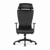 Atom Ofis Tiffany Siyah Deri Yönetici Çalışma Koltuğu, Ergonomik Tasarım, Ayarlanabilir Kol Desteği, 51x50x125 cm