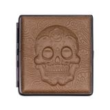 Atomic German 3D Deri Kısa Sigara Tabakası 18li Skull Brown
