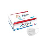 ATOS 10 Kutu 500 Adet Düz Ve Esnek Lastikli Burun Telli Nonwoven Ultrasonik 3 Katlı Beyaz C. Maske