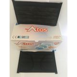Atos 250 Adet Siyah Renkli Meltblown Yumuşak Lastikli Burun Telli 3 Katlı C. Maske
