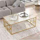 Ats Dekor Endüstriyel Tasarım Orta Sehpa - 100x60x40 - Gold Efes Mermer