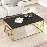 Ats Dekor Endüstriyel Tasarım Orta Sehpa - 100x60x40 - Gold Siyah
