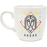 Attach Beyaz Başak Burç Çizim Tasarım Tombul Kupa