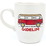 Attach Beyaz Hadi Bi Yerlere Gidelim Kırmızı Minibüs Tasarım Kupa