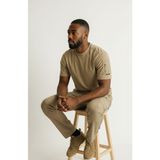 Attack Erkek Basic Tişört Haki Renk %100 Pamuk Bisiklet Yaka Günlük Rahat Slim Fit - Bej