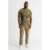 Attack Erkek Basic Tişört Haki Renk %100 Pamuk Bisiklet Yaka Günlük Rahat Slim Fit - Kamuflaj - XL