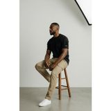 Attack Erkek Basic Tişört Haki Renk %100 Pamuk Bisiklet Yaka Günlük Rahat Slim Fit - Siyah