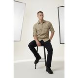 Attack Erkek Uzun Kollu Gömlek Slim Fit Kargo Cepli Pamuklu Günlük & Outdoor Gömlek - Bej - XL