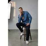 Attack Erkek Uzun Kollu Gömlek Slim Fit Kargo Cepli Pamuklu Günlük & Outdoor Gömlek - Mavi - 2XL