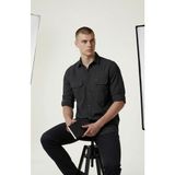 Attack Erkek Uzun Kollu Gömlek Slim Fit Kargo Cepli Pamuklu Günlük & Outdoor Gömlek - Siyah - 2XL