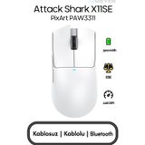 Attack Shark X11SE Beyaz Şarjlı Optik Kablolu/Kablosuz Gaming Mouse