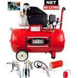 Attlas 2 HP 50 Litre Hava Kompresörü + 5 Parça Havalı Set | Model: HK2050 | Profesyonel Kullanım