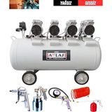 Attlas 200 Litre Yağsız Sessiz Kompresör 4 HP Monofaze + 5 Parça Havalı Set | Profesyonel Kullanım