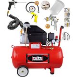 Attlas 50 Litre Hava Kompresörü 2 HP Motor Gücü ile 8 Bar Basınç ve 5 Parça Havalı Alet Seti