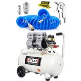 Attlas 50 Litre Yağsız Sessiz Hava Kompresörü Ve 15 Metre Sel Hava Hortumu Seti