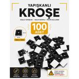 Atx Yapışkanlı Kroşe Kablo Bağı Tutucu Parti Süsleme Aparatı 19X19 mm - 100 ADET - Siyah