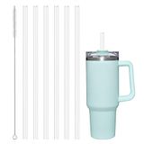 AUAUY Stanley için 6 ADET Plastik Yedek Pipet 40 oz 30 oz Bardak için Yeniden Kullanılabilir Şeffaf Pipetler Stanley Adventure Quencher Seyahat Tumbler ile Uyumlu, Temizleme Fırçalı Bardak Pipetleri