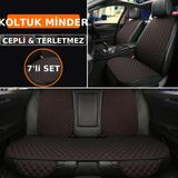 Audi A-3 2003 - 2011 Uyumlu 7 Parça Kapitone Araba Koltuk Kumaş Kumaş Siyah Kırmızı - Kaymaz | Trobus - Siyah - Kırmızı