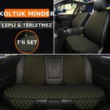 Audi A-4 2001-2004 Uyumlu 7 Parça Kapitone Araba Koltuk Kumaş Kumaş Siyah Sarı - Kaymaz | Trobus - Siyah - Sarı