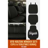 Audi A-4 2001-2004 Uyumlu 7 Parça Kapitone Araba Koltuk Minkumaş Kumaş Siyah - Kaymaz | Trobus