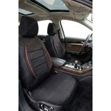 Audi A2 Uyumlu Siyah Kırmızı Gofraj Kumaş Full Ortopedik Oto Koltuk Kılıfı - Çok Renkli