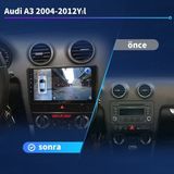 Audi A3 (2004-2012 Yıl )4Gb Ram + 64Gb Hafıza 9 ınç Android Carplay Araç Multimedya Navigasyon Cihazı Çerçeve ve arka görüş kamerası ile