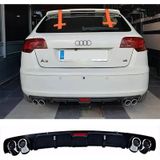 Audi A3 8p Uyumlu 2003-2007 Siyah Difüzör 4 Krom Egzoz Görünümlü Difizör Arka Ek Body Kit