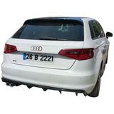 Audi A3 8V 2012 - 2016 Plastik Arka Tampon Eki - Difüzör (Plastik)(Boyasız)