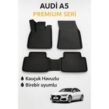 Audi A5 (2008–2019) Uyumlu 3D Havuzlu Kauçuk Oto Paspas – Araca Özel Set - Siyah