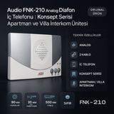 Audio FNK-210 Analog Diafon Iç Telefonu | Konsept Serisi | Apartman ve Villa Interkom Ünitesi - FNK-210 Analog Diafon İç Telefonu - Beyaz