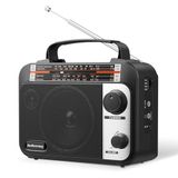 Audiocrazy Çok Bantlı AM/FM/SW1-2 Radyo Transistör Radyo AC veya Pil, En İyi Resepsiyon Büyük Hoparlör ve AUX girişi ve 3,5 mm Kulaklık Jakı ile Hassas Ayar Düğmesi ile Çalışır
