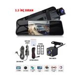 AUDİOMAX Araç Kamerası Dikiz Aynası- Çift Kameralı, Full Hd 1080p, 170° Geniş Açı, Gece Görüşlü, Geri Görüş