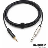 AUDIOX Alpha Series AUX to Jack Kablo 3.5 mm Stereo Jak 6.3 mm Mono Jak Mikser Ses Kartı Kayıt Kablosu - Siyah - 2 m